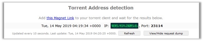 Δοκιμή ανίχνευσης διευθύνσεων Torrent Avast VPN