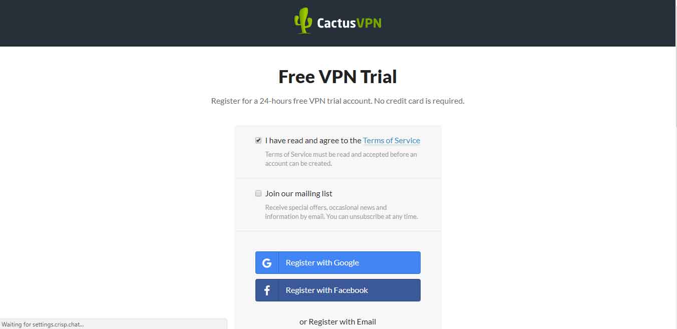 Kaktus VPN: n ilmainen kokeilu