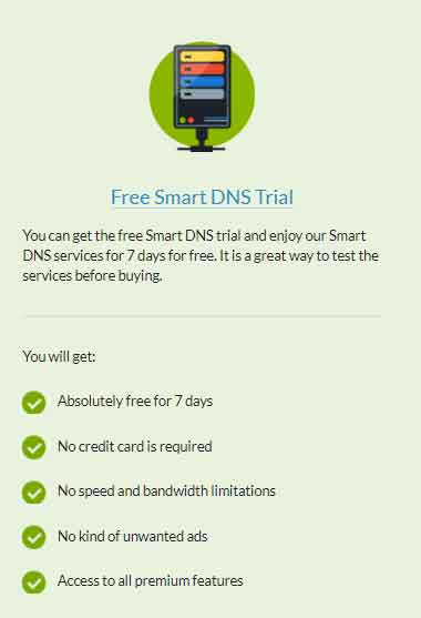 Ilmainen SmartDNS 7 päivän kokeiluversio