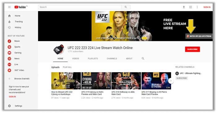 UFC یوتیوب