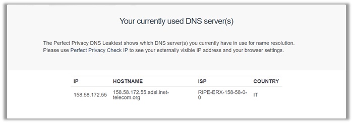 Test de fuite DNS IVPN