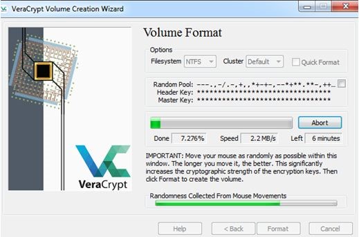 asistente de creación de volumen de veracrypt