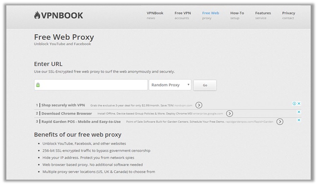 Revue gratuite du proxy Web VPNBook